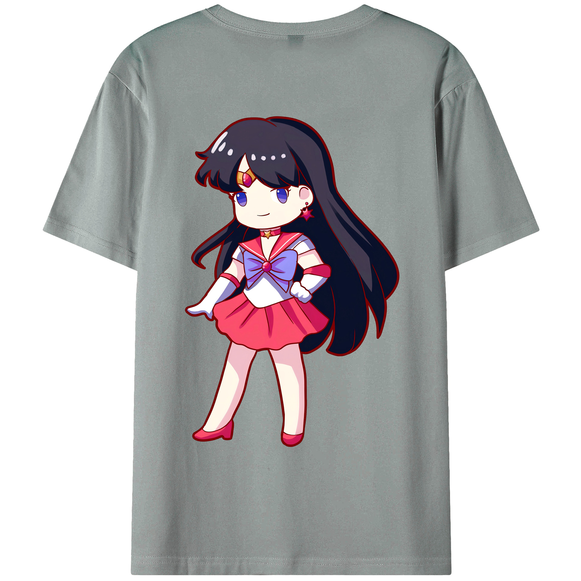（画像用） 美少女戦士セーラームーン 火野レイ ひの レイ Sailor Moon Hino Rei （セーラーマーズ,Sailor Mars） 綿100％ メンズ半袖Tシャツ（バックプリント） 通気性